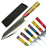 Professional Kitchen Vegetable and Fruit Cutting Knife Set Chef Knife Japanese Santoku Meat Cleaver Knife with Pakkawood Handle