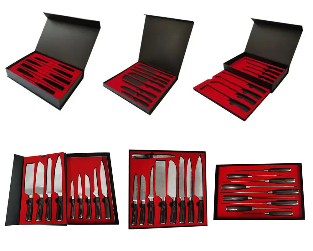 Professional Kitchen Vegetable and Fruit Cutting Knife Set Chef Knife Japanese Santoku Meat Cleaver Knife with Pakkawood Handle