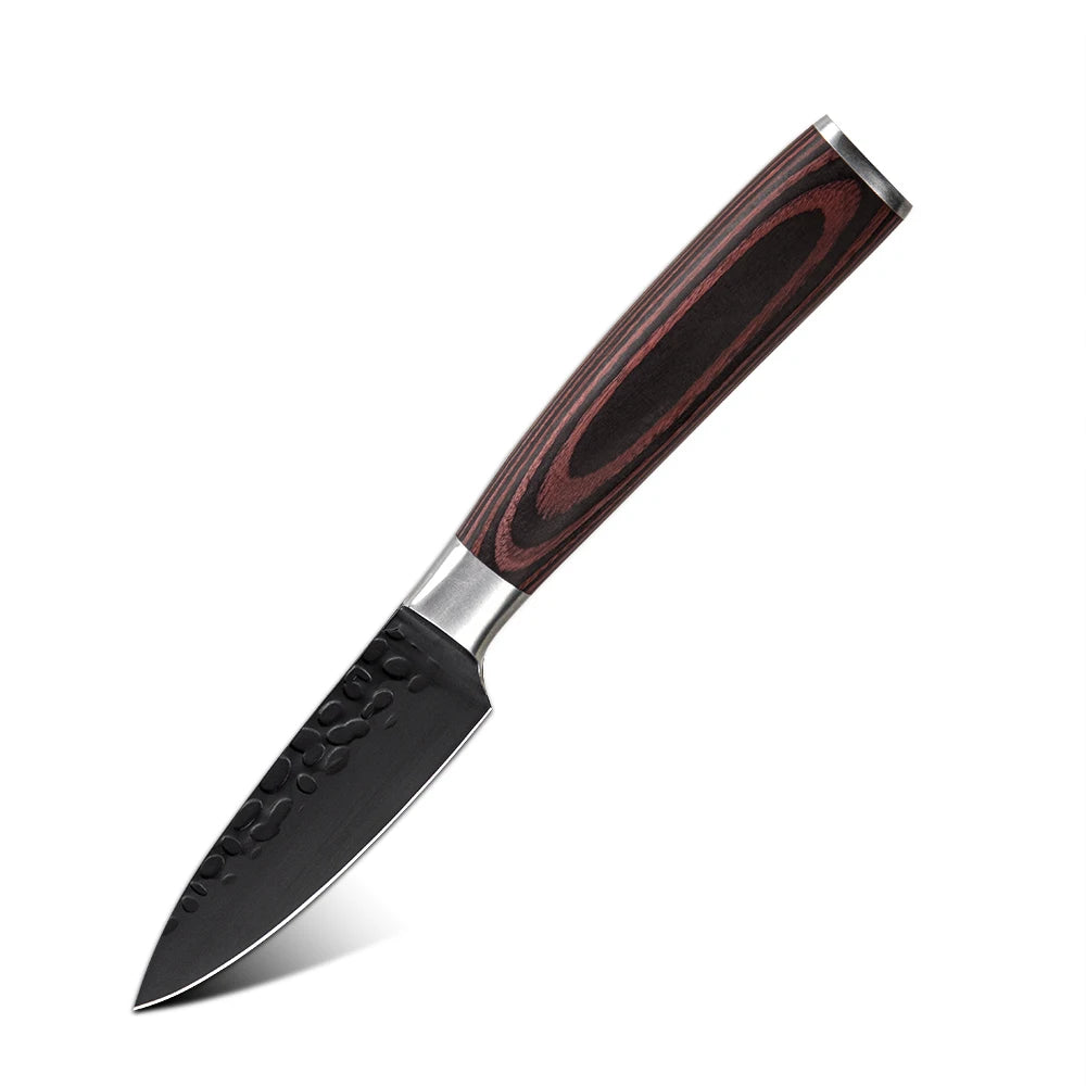 Professional Kitchen Vegetable and Fruit Cutting Knife Set Chef Knife Japanese Santoku Meat Cleaver Knife with Pakkawood Handle