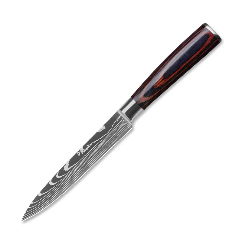 Professional Kitchen Vegetable and Fruit Cutting Knife Set Chef Knife Japanese Santoku Meat Cleaver Knife with Pakkawood Handle