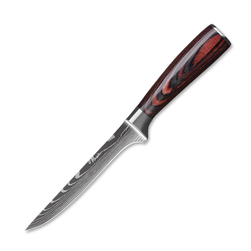 Professional Kitchen Vegetable and Fruit Cutting Knife Set Chef Knife Japanese Santoku Meat Cleaver Knife with Pakkawood Handle