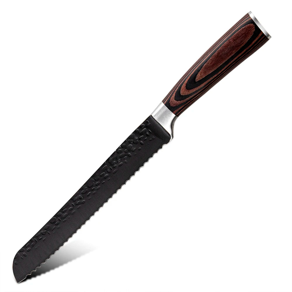 Professional Kitchen Vegetable and Fruit Cutting Knife Set Chef Knife Japanese Santoku Meat Cleaver Knife with Pakkawood Handle
