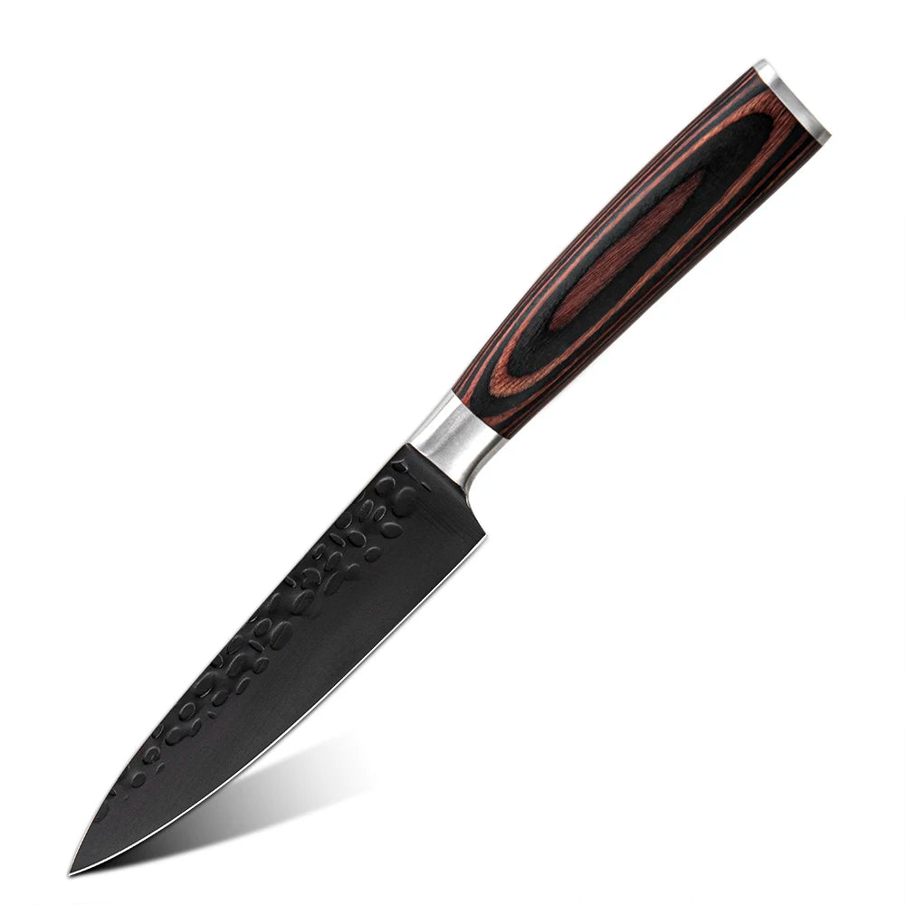 Professional Kitchen Vegetable and Fruit Cutting Knife Set Chef Knife Japanese Santoku Meat Cleaver Knife with Pakkawood Handle