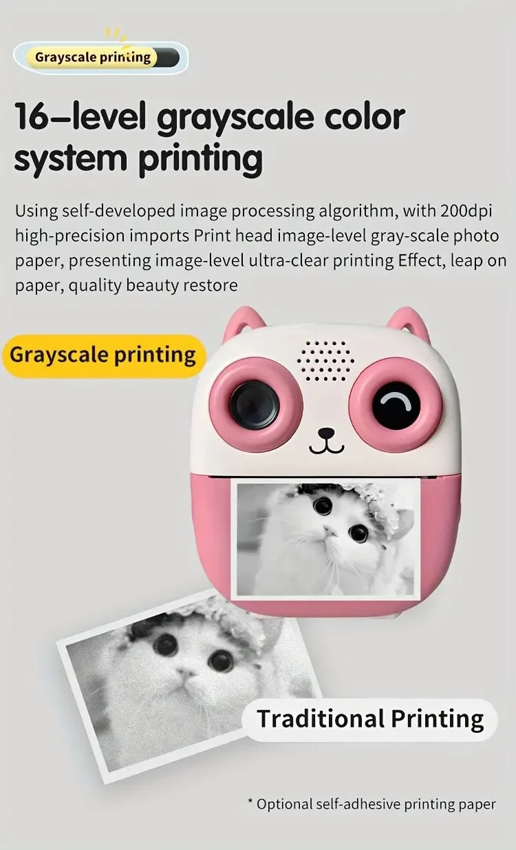 1pc Instant Print Camera with Video Recording, 2.8" HD Digital Camera, Portable Instant Camera with Printing Paper, Selfie Camer