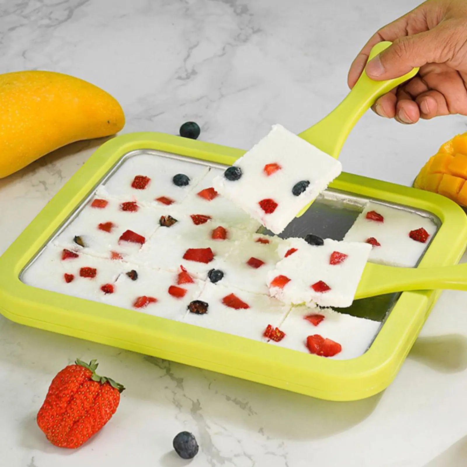 DIY Ice Cream Maker Yogurt Maker Machine for Homemade Rolled Cream Sorbet Gelato,Household Ice Cream Roller Pan with 2 Spatulas