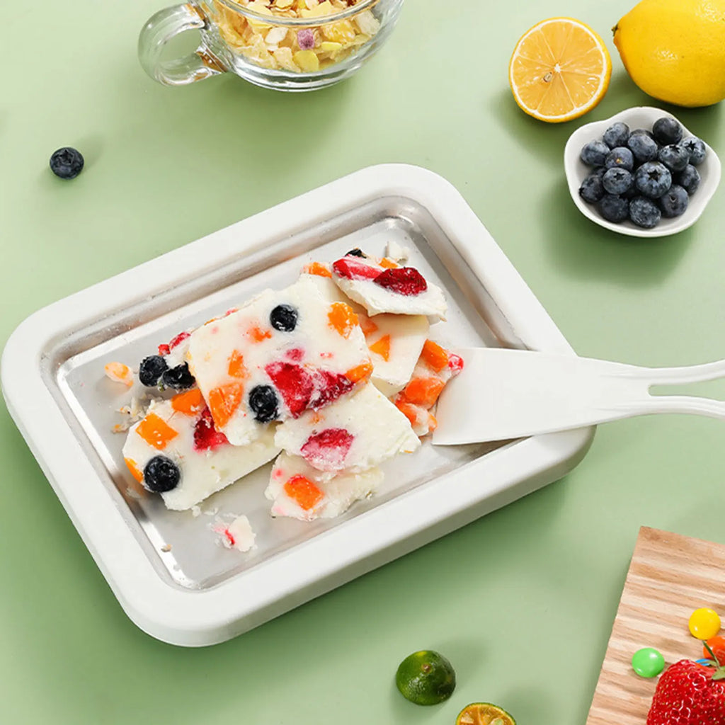DIY Ice Cream Maker Yogurt Maker Machine for Homemade Rolled Cream Sorbet Gelato,Household Ice Cream Roller Pan with 2 Spatulas