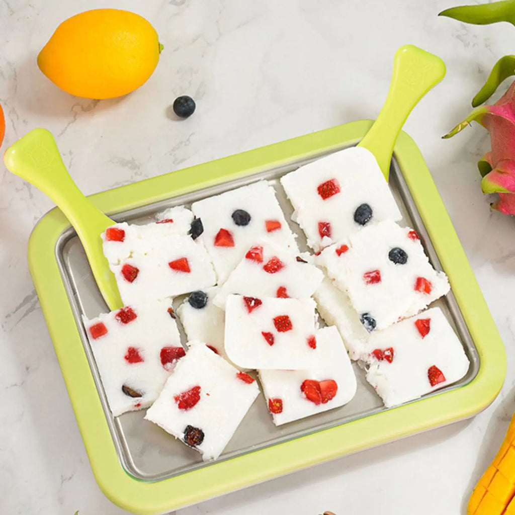DIY Ice Cream Maker Yogurt Maker Machine for Homemade Rolled Cream Sorbet Gelato,Household Ice Cream Roller Pan with 2 Spatulas