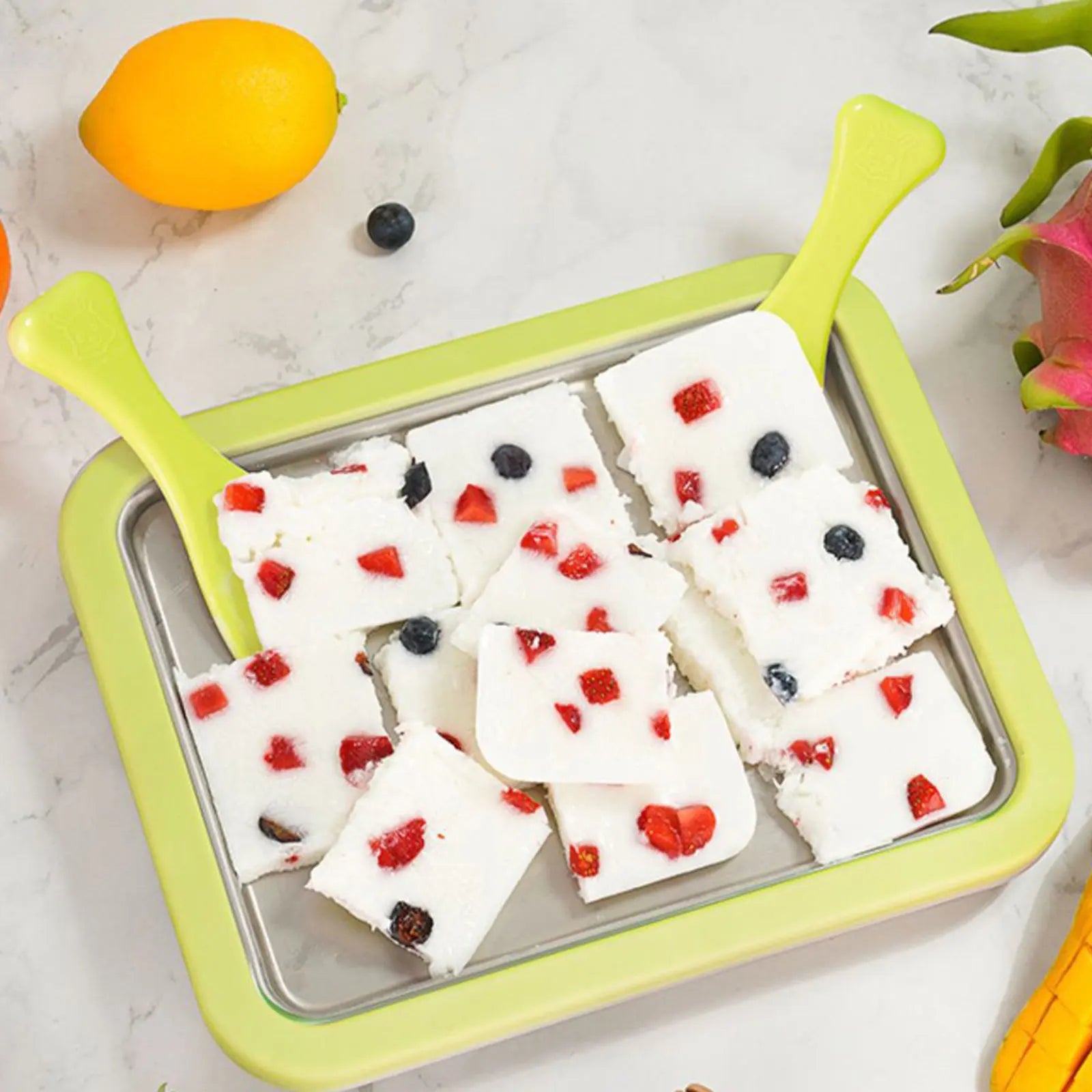 DIY Ice Cream Maker Yogurt Maker Machine for Homemade Rolled Cream Sorbet Gelato,Household Ice Cream Roller Pan with 2 Spatulas