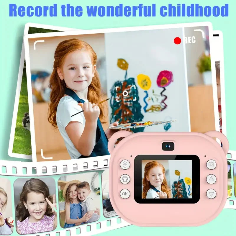 Instant Print Camera 1080P HD, Multi-Function Digital Video Camcorder with Multiple Shooting Modes, MP3 Player Support