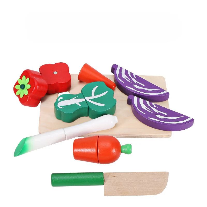Simulation Kitchen Pretend Toy Wooden Classic Game Montessori Educational Toy For Children Kids Gift Cutting Fruit Vegetable Set