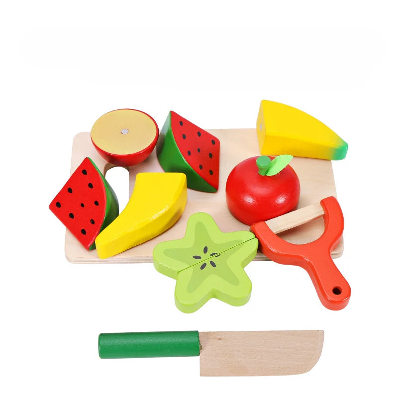 Simulation Kitchen Pretend Toy Wooden Classic Game Montessori Educational Toy For Children Kids Gift Cutting Fruit Vegetable Set