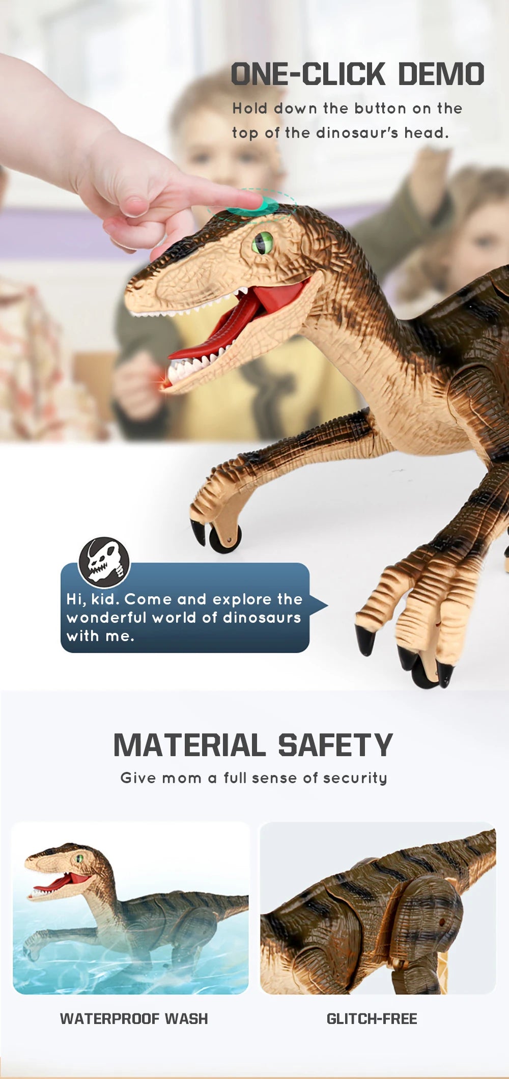 RC Dinosaur Raptor Robot electronic Intelligent 2.4G Remote Control Animals Music Light Toy Electric Toys For Children boys gift