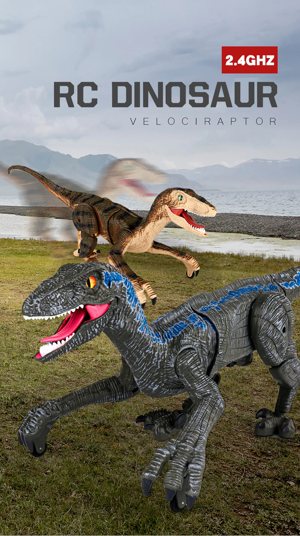 RC Dinosaur Raptor Robot electronic Intelligent 2.4G Remote Control Animals Music Light Toy Electric Toys For Children boys gift