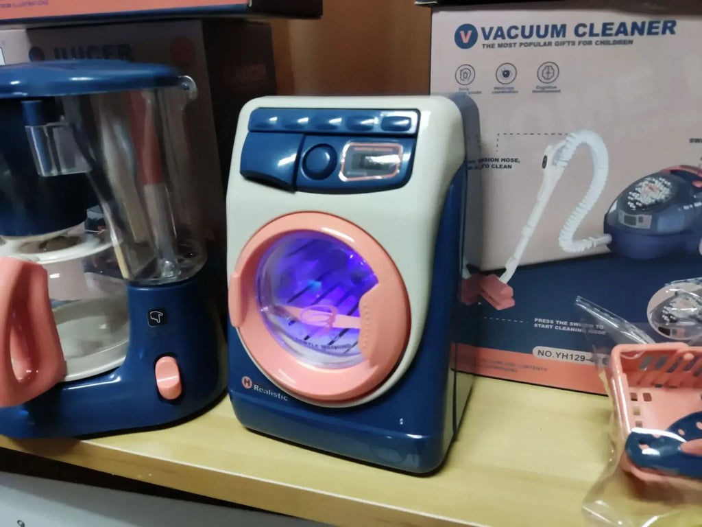 2025 Kids' Pretend Play Mini Simulation Kitchen Toys BLUE Household Appliances Toy with Light up & Sound for both Boys and Girls