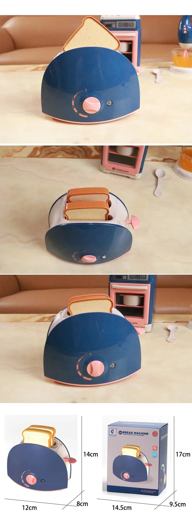 2025 Kids' Pretend Play Mini Simulation Kitchen Toys BLUE Household Appliances Toy with Light up & Sound for both Boys and Girls