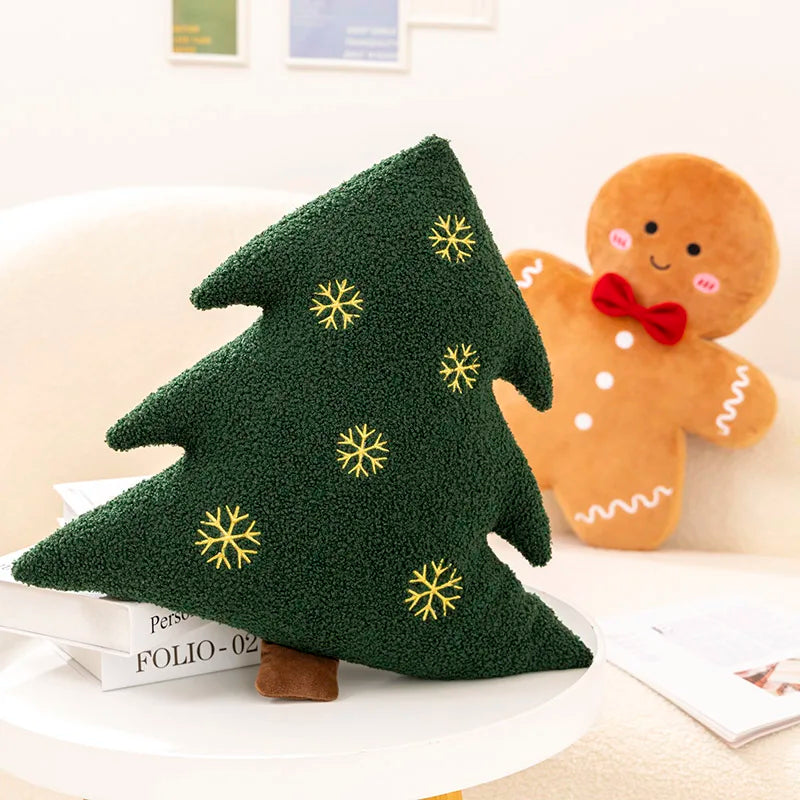 Christmas Throw Pillow  Gingerbread Man Plush Christmas Tree Stuffed Soft Cute Xmas Pillows for Party Cushion Decoration Gift