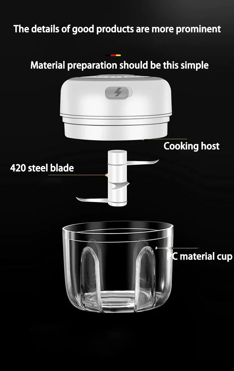 Baby food processor, garlic puree machine, USB charging electric garlic grinder, mini garlic puree machine, household use