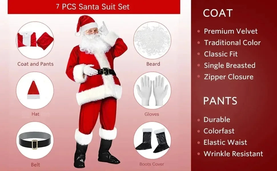 Santa Claus Costume Adult Male Golden Velvet Santa Claus Costume Halloween Performance Costume Anime Cosplay
