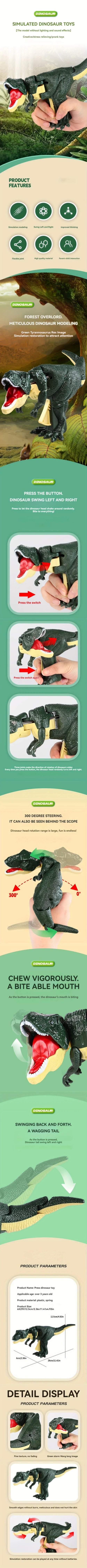 Interactive Tyrannosaurus Rex Dinosaur Toy – Press-Activated Head Swing & Bite Action, Realistic Roar Dino for Kids