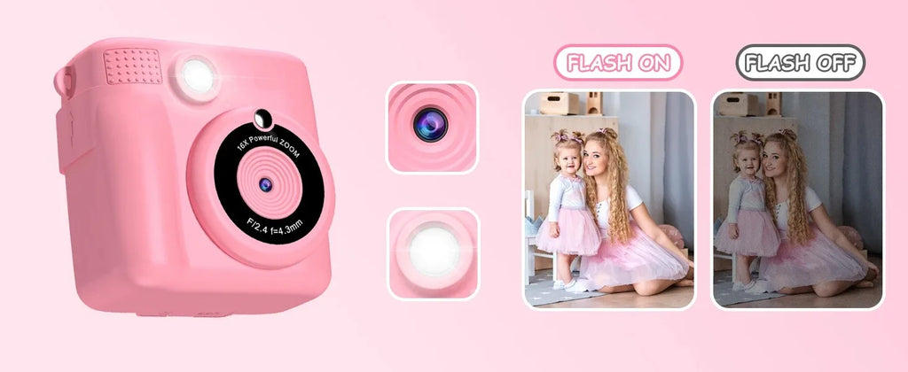Instant Camera for Kids 2.4" 1080P Video Camera Instant Print Digital Camera with 32GB Card Gift for 3-12 Children's Camera