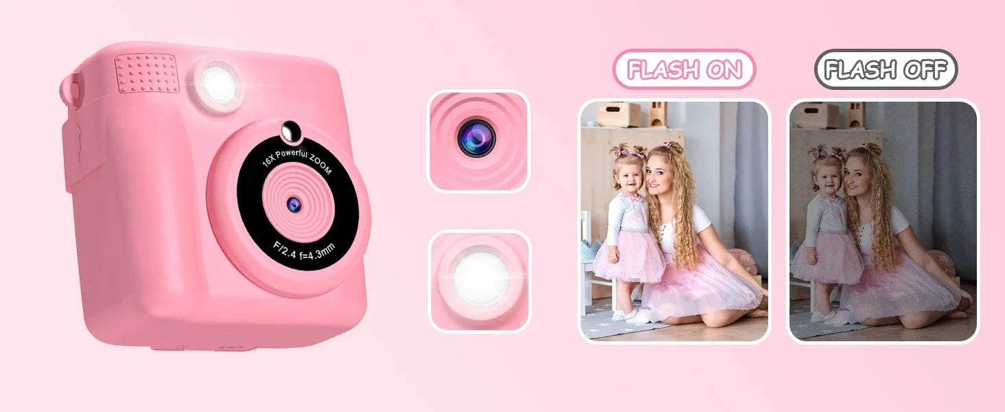 Instant Camera for Kids 2.4" 1080P Video Camera Instant Print Digital Camera with 32GB Card Gift for 3-12 Children's Camera