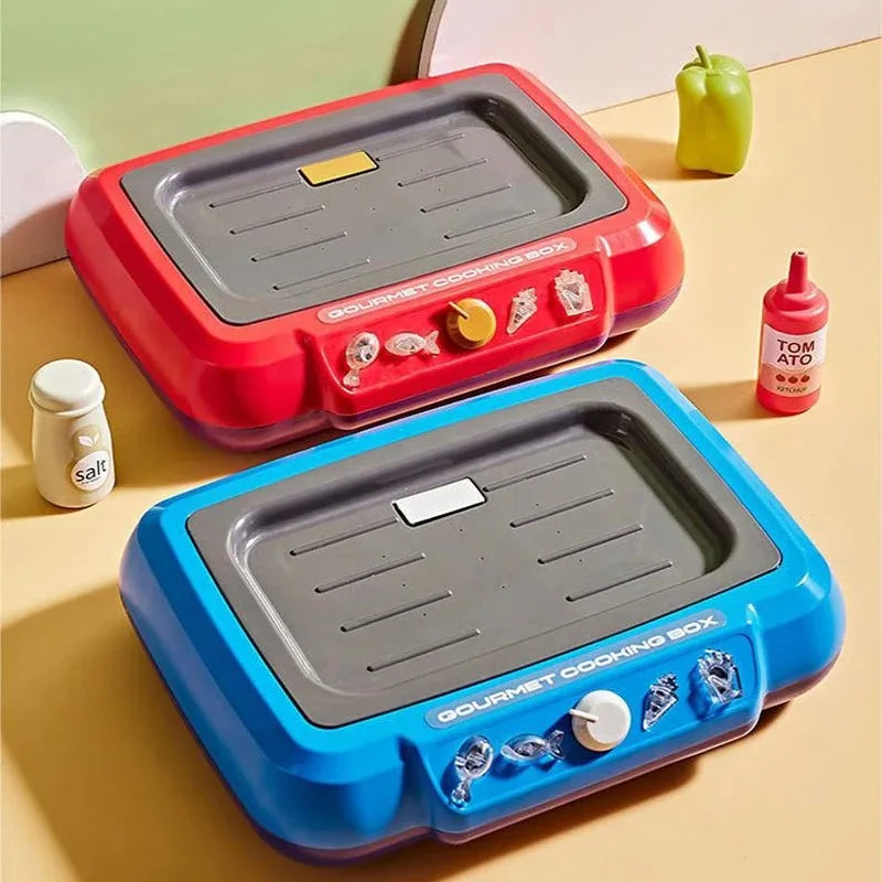 Kitchen Color-Changing Toys Food Gourmet Cooking Box Toy With Light 20PCS Simulation Playset Kitchen Accessories For Kids Gift