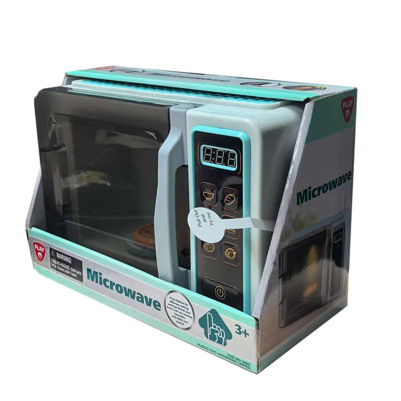 Play Go Simulation Microwave Oven Kitchen Series Sound and Light Mini Home Appliances Children's Play Toys