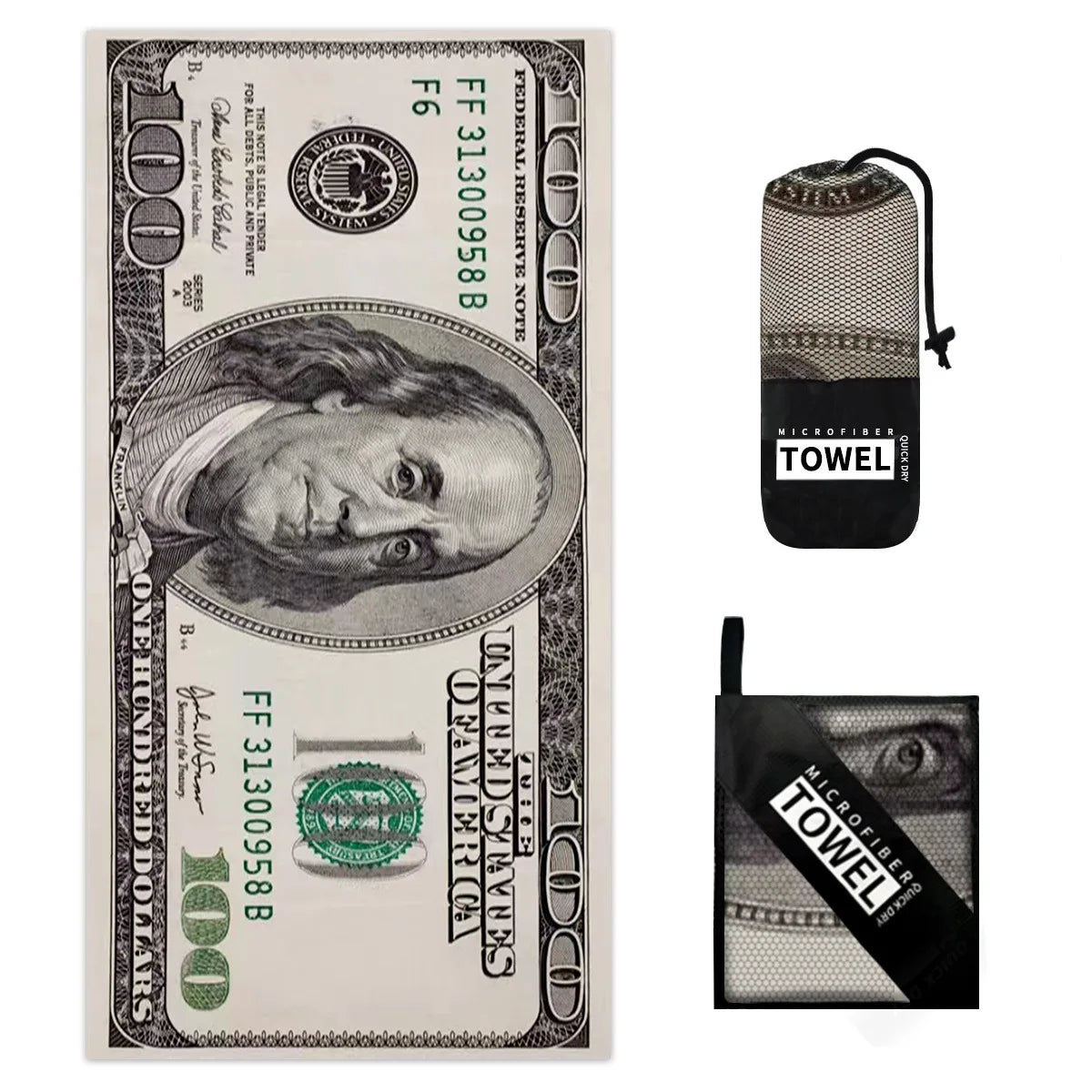 70x140cm European and American dollar beach towels, digital printed large towels, bath towels, ultra-fine fiber absorbent towels