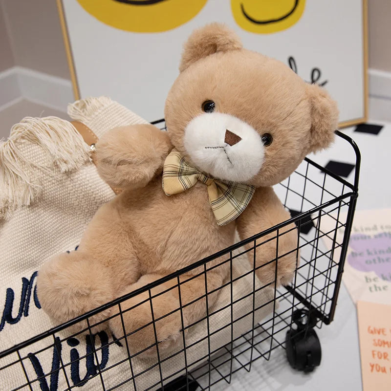 30CM Kawaii Colorful Bow Tie Bear Doll Plush Toy Hug Bear Doll Birthday Gift Pillow Teddy Bear Home Living Room Bedroom