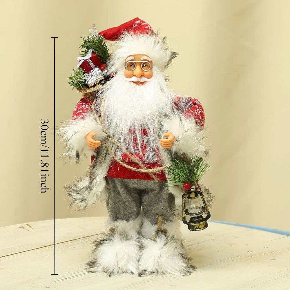 12-inch Cute Santa Claus Statue - Bright Polyester Christmas Decoration for Holiday Parties, Events and Home Displays, with Fest