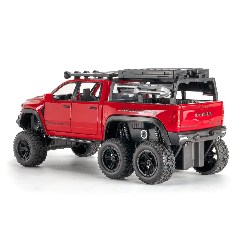 1:32 RAM 1500 TRX 6X6 Tyrannosaurus Rex Picku Alloy Car Model Sound and Light Children's Toy Collectibles Birthday gift