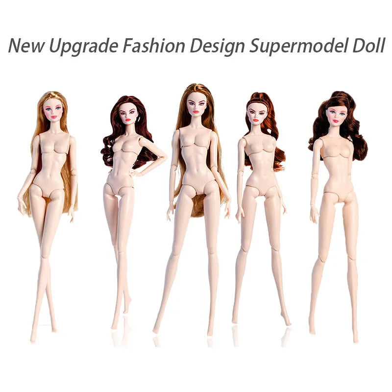 1/6 New Upgraded Fashion Star Supermodel Doll 32cm 12 Joint Movable White Skin Elegant Make-up Trendy Hairstyle DIY Dress Up Toy