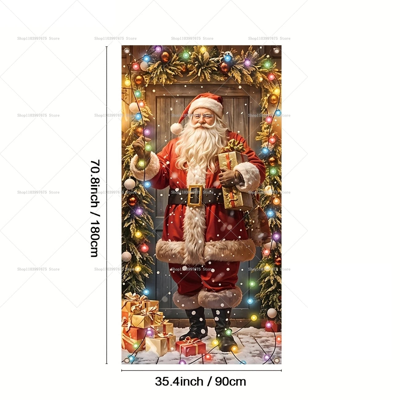 Christmas Santa Claus Colorful Light Decor Door Banners Photography Backdrop Indoor Outdoor Wall Porch Background Party Supplies