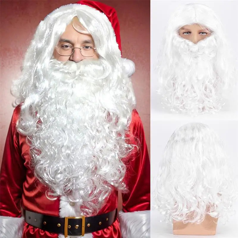 European and American cross-border white long curly hair Santa Claus synthetic wig European and American Santa Claus big