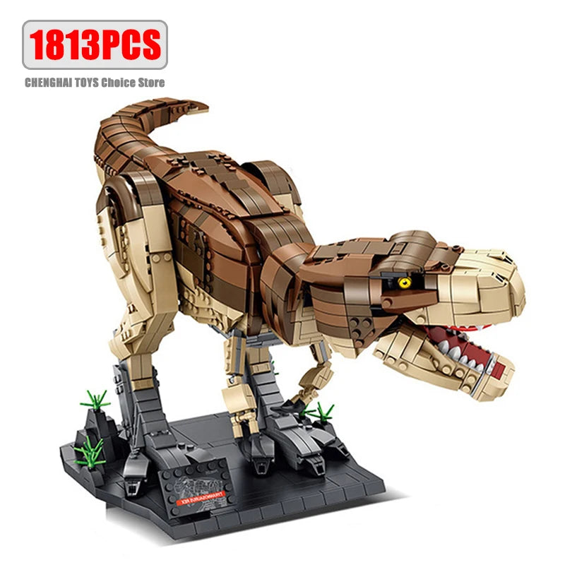 Jurassic Dinosaur World Large Mechanical Tyrannosaurus Rex Building Blocks T-rex Model With Lights Bricks Toys For Children Gift
