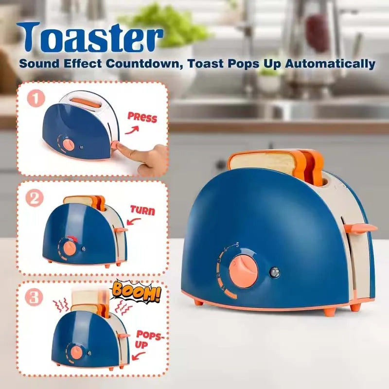 Interactive Electric Kitchen Playset for Kids Mini Simulation Household Appliances Light Toy Gift for Boy Girls Home Kitchen Fun