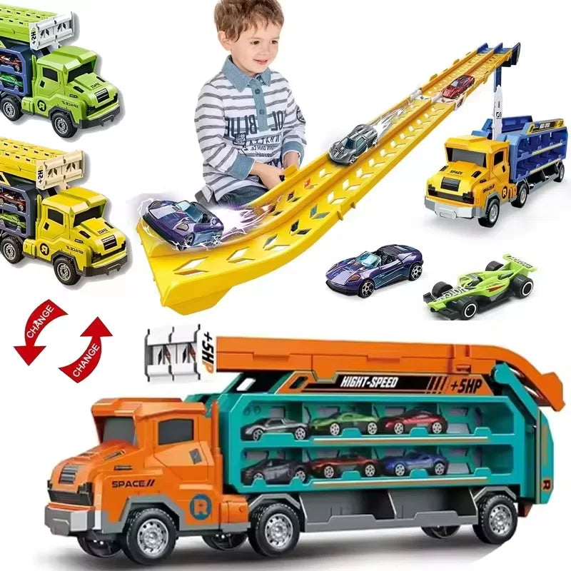 New Transport Truck Toys Coaster Lift Type Rocket Lift Transformed Racing Car Combination Christmas, Thanksgiving, Birthday Gift