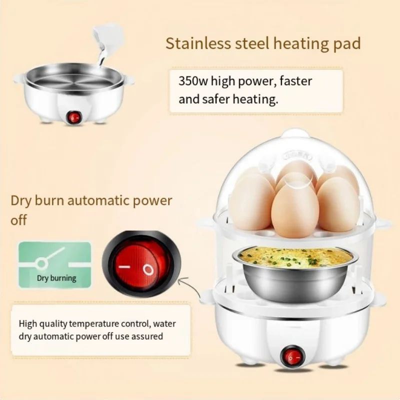 Electric Egg Cooker Steamer Boiler for 14 Eggs Two Layer Soft Medium Hard Boiled Egg Maker with Auto Shut Off Kitchen Appliance