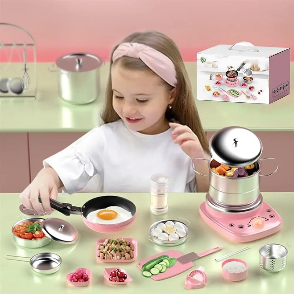 Funny Kitchen Toys Girl Can Cook Mini Kitchen Items Real Cooked Family Toy Set Birthday Gift Girl Toys Kitchen Accessories