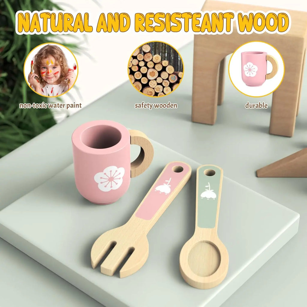 Simulation Wooden Kitchen Toys Mini Chef Kitchenette Play Role Game Early Educational Toys for Pretend Cooking For Kids Age 3+