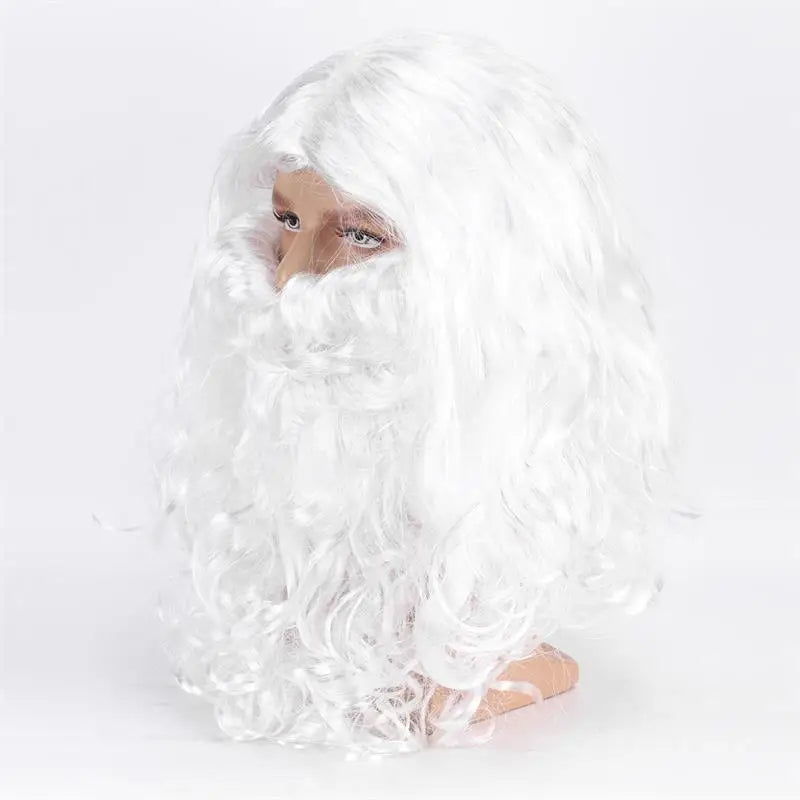 European and American cross-border white long curly hair Santa Claus synthetic wig European and American Santa Claus big