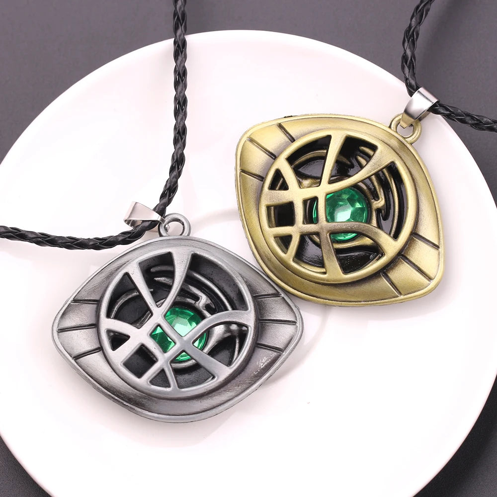 Marvel Avengers Necklace Superhero Doctor Strange Eye Of Agamotto Rope Chain Neck Chain Collar Vintage Jewelry Accessories Gift