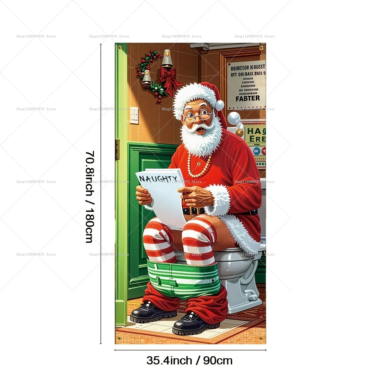 Christmas Santa Claus Colorful Light Decor Door Banners Photography Backdrop Indoor Outdoor Wall Porch Background Party Supplies