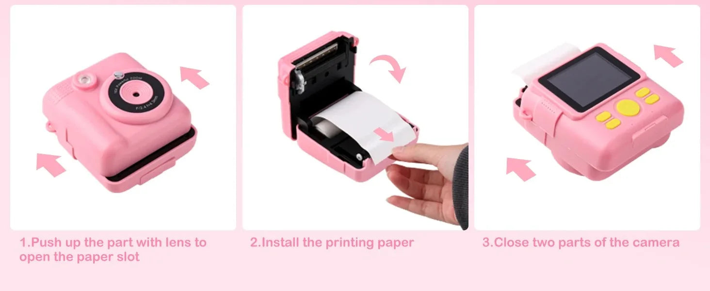 Instant Camera for Kids 2.4" 1080P Video Camera Instant Print Digital Camera with 32GB Card Gift for 3-12 Children's Camera