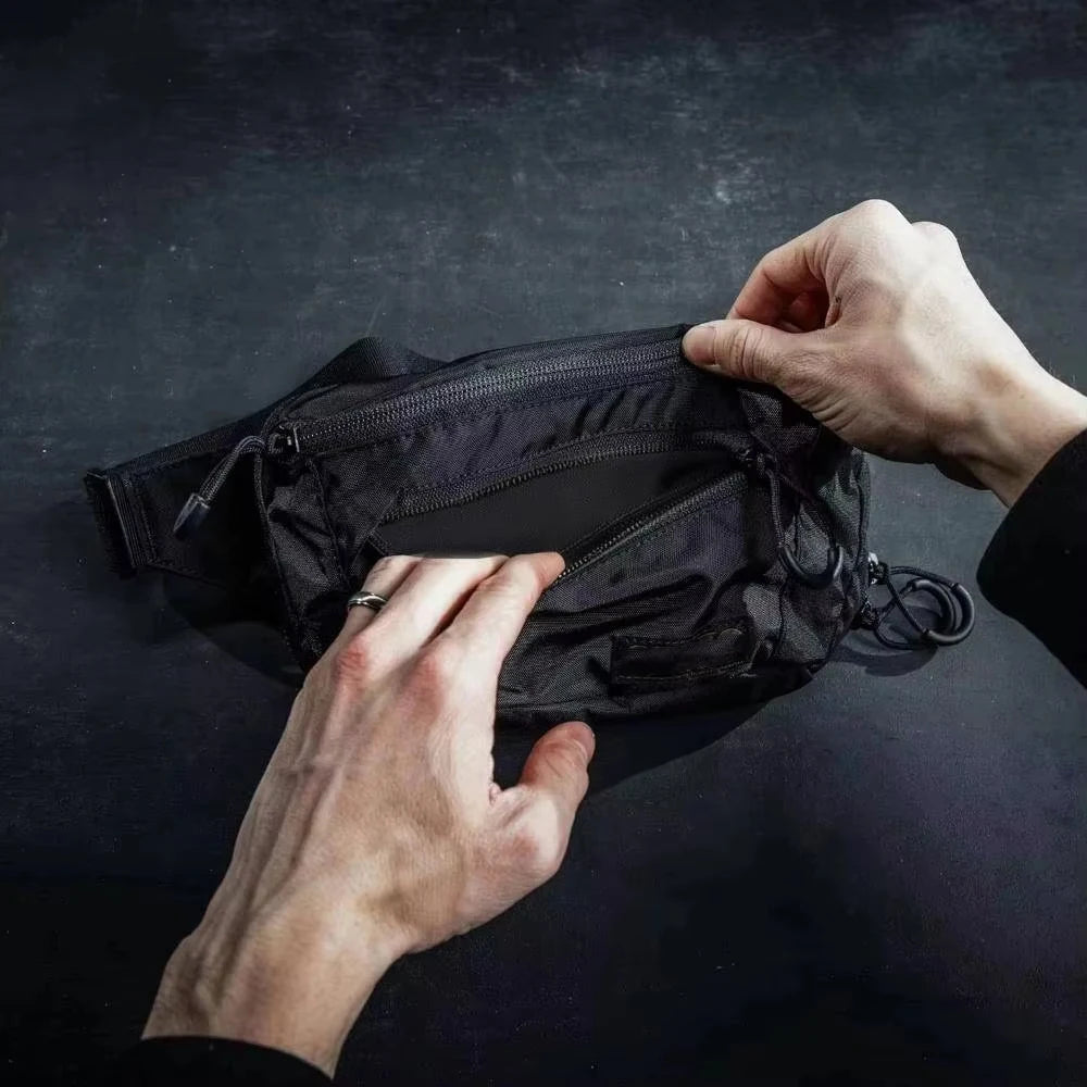 Bando Bag - Tactical Men's Fanny Pack w/Adjustable Waist Belt, Zippered Pockets, Compact Lightweight Belt Bag