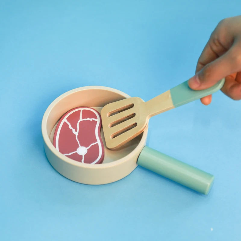 Playing house, children's kitchen toy set, boys' wooden simulation small kitchen utensils, girls' cooking pot combination gift