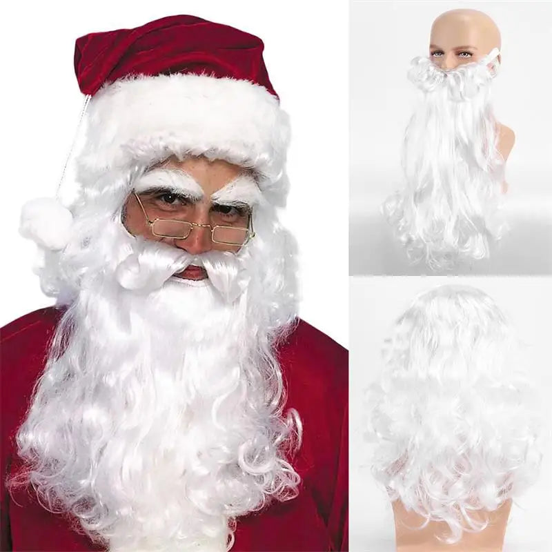 European and American cross-border white long curly hair Santa Claus synthetic wig European and American Santa Claus big