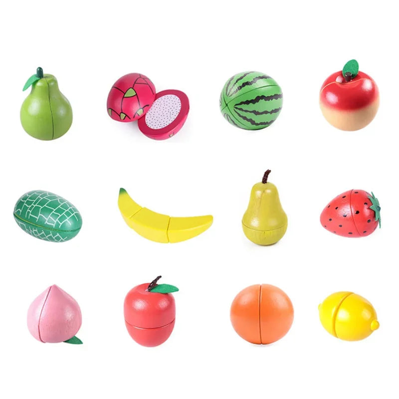 Wooden Kitchen Pretend Play Toy Simulation Fruit Vegetable Food Cutting Game Fake Egg Classic Children Role Play Montessori Toys