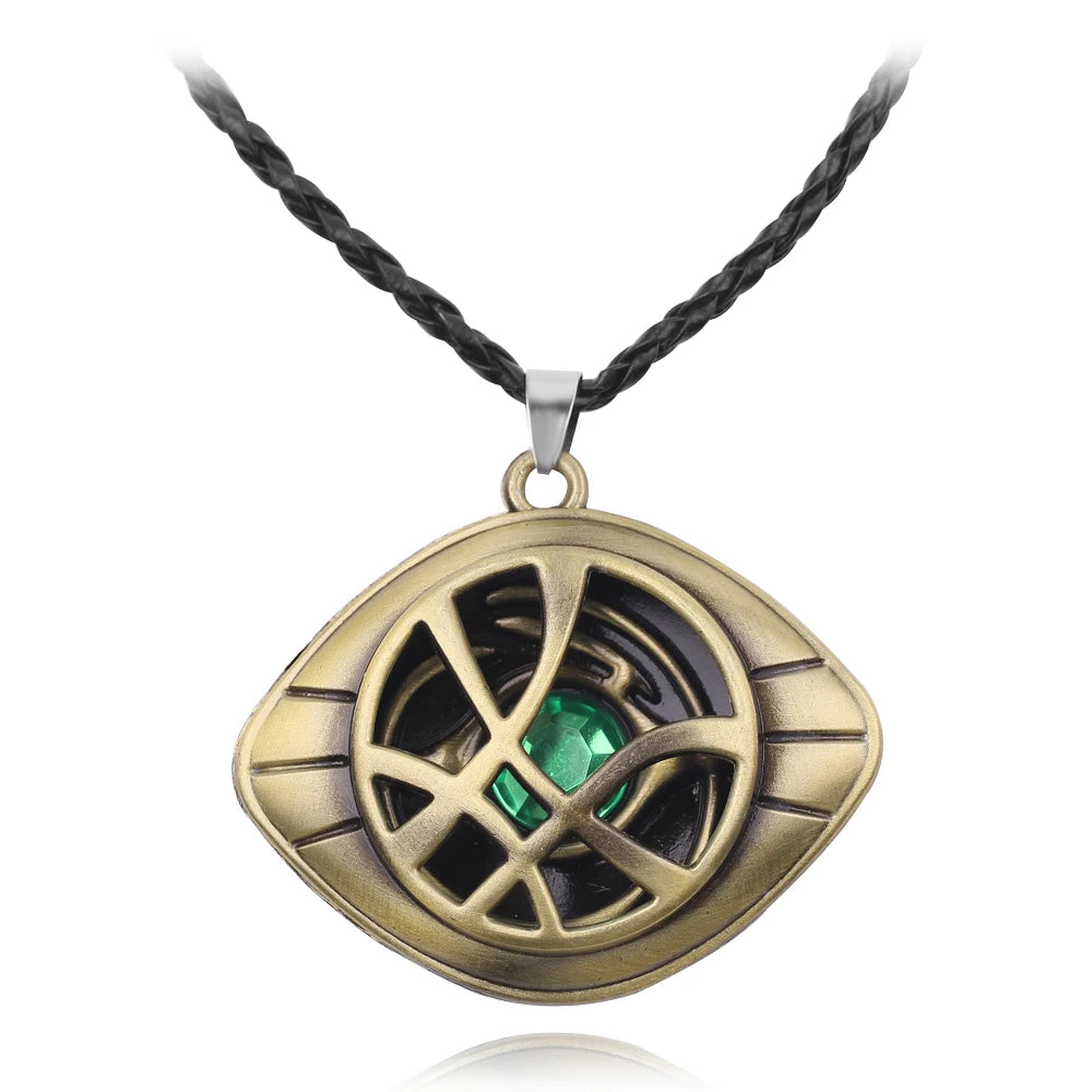 Marvel Avengers Necklace Superhero Doctor Strange Eye Of Agamotto Rope Chain Neck Chain Collar Vintage Jewelry Accessories Gift