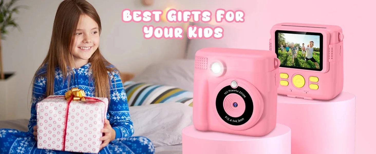 Instant Camera for Kids 2.4" 1080P Video Camera Instant Print Digital Camera with 32GB Card Gift for 3-12 Children's Camera